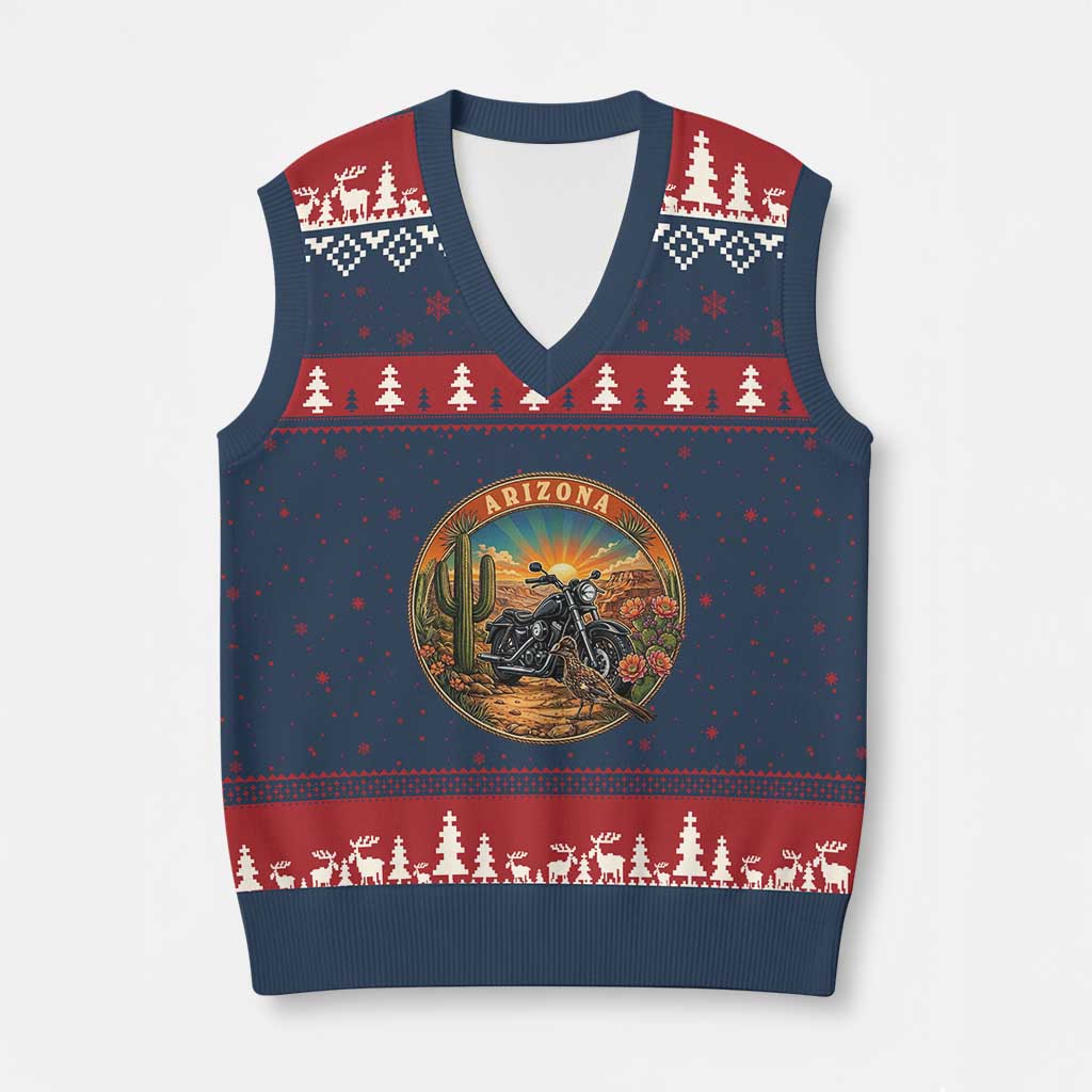Arizona Pride V-Neck Knit Sweater Vest Adventure Scenic Journey Southwest USA TS12 Navy Red Print Your Wear