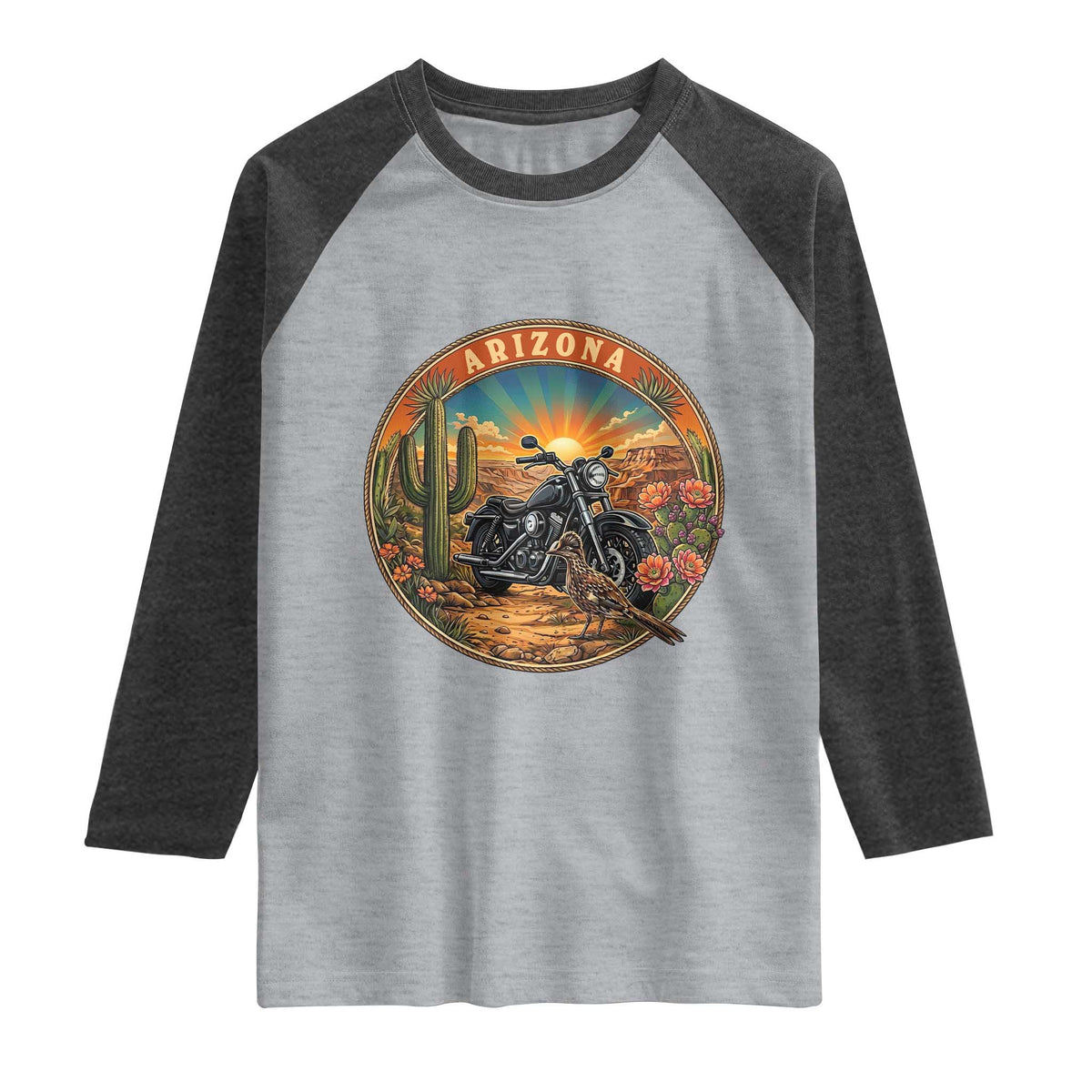 Arizona Pride Raglan Shirt Adventure Scenic Journey Southwest USA TS12 Heather Gray Heather Charcoal Print Your Wear