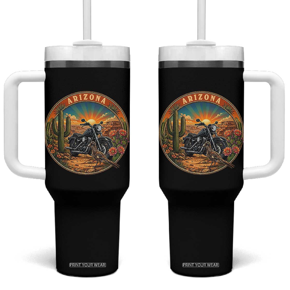 Arizona Pride Tumbler With Handle Adventure Scenic Journey Southwest USA TS12 One Size: 40 oz Black Print Your Wear