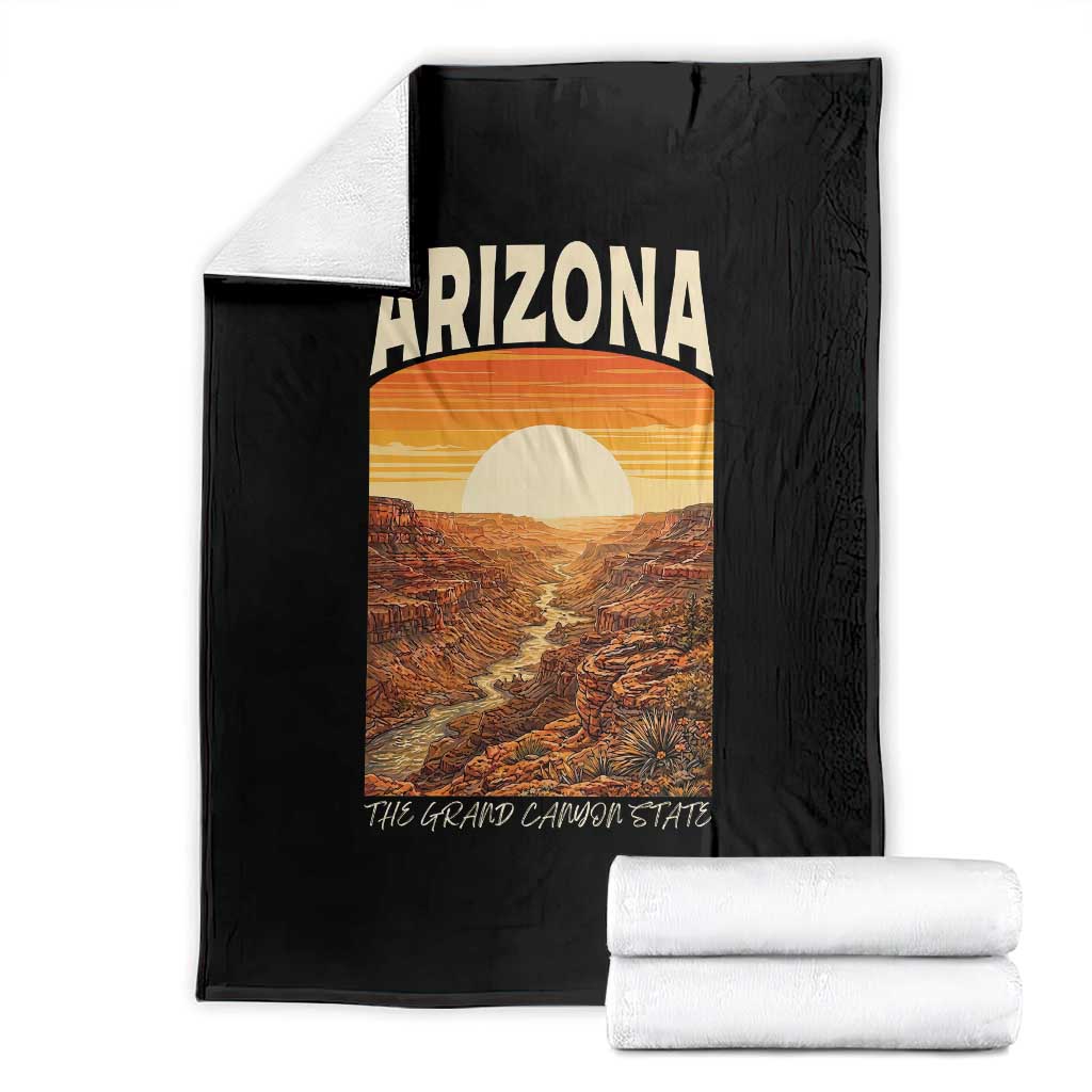 Arizona Souvenir Grand Canyon State Throw Blanket Saguaro Cactus Road Trip TS12 Black Print Your Wear
