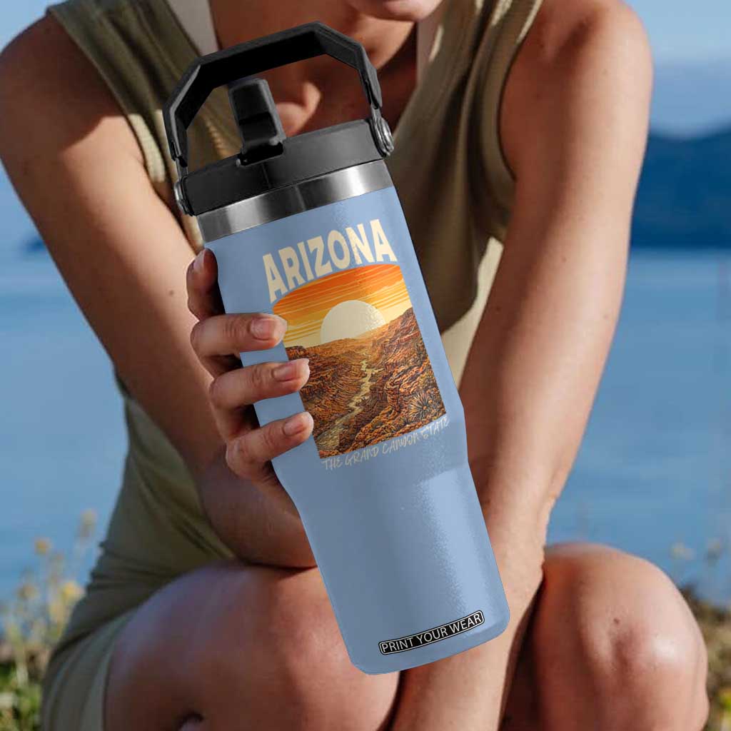 Arizona Souvenir Grand Canyon State Flip Straw Tumbler Saguaro Cactus Road Trip TS12 One Size: 30 oz Light Blue Print Your Wear