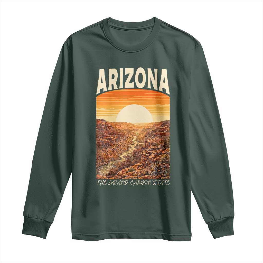Arizona Souvenir Grand Canyon State Long Sleeve Shirt Saguaro Cactus Road Trip TS12 Dark Forest Green Print Your Wear