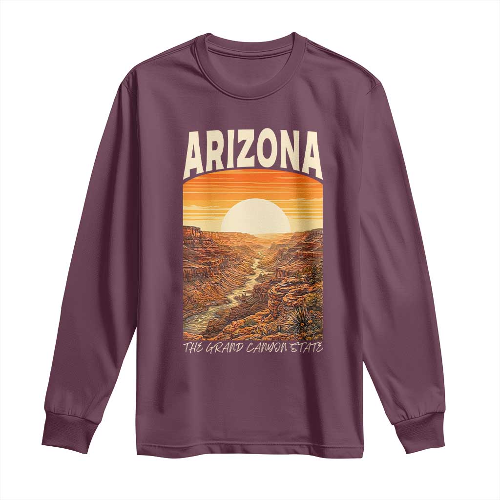 Arizona Souvenir Grand Canyon State Long Sleeve Shirt Saguaro Cactus Road Trip TS12 Maroon Print Your Wear