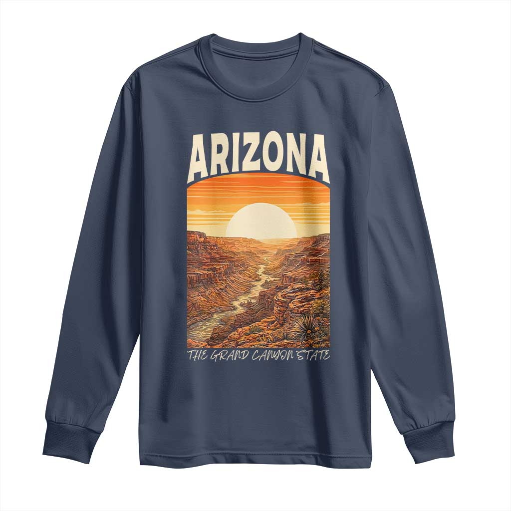Arizona Souvenir Grand Canyon State Long Sleeve Shirt Saguaro Cactus Road Trip TS12 Navy Print Your Wear