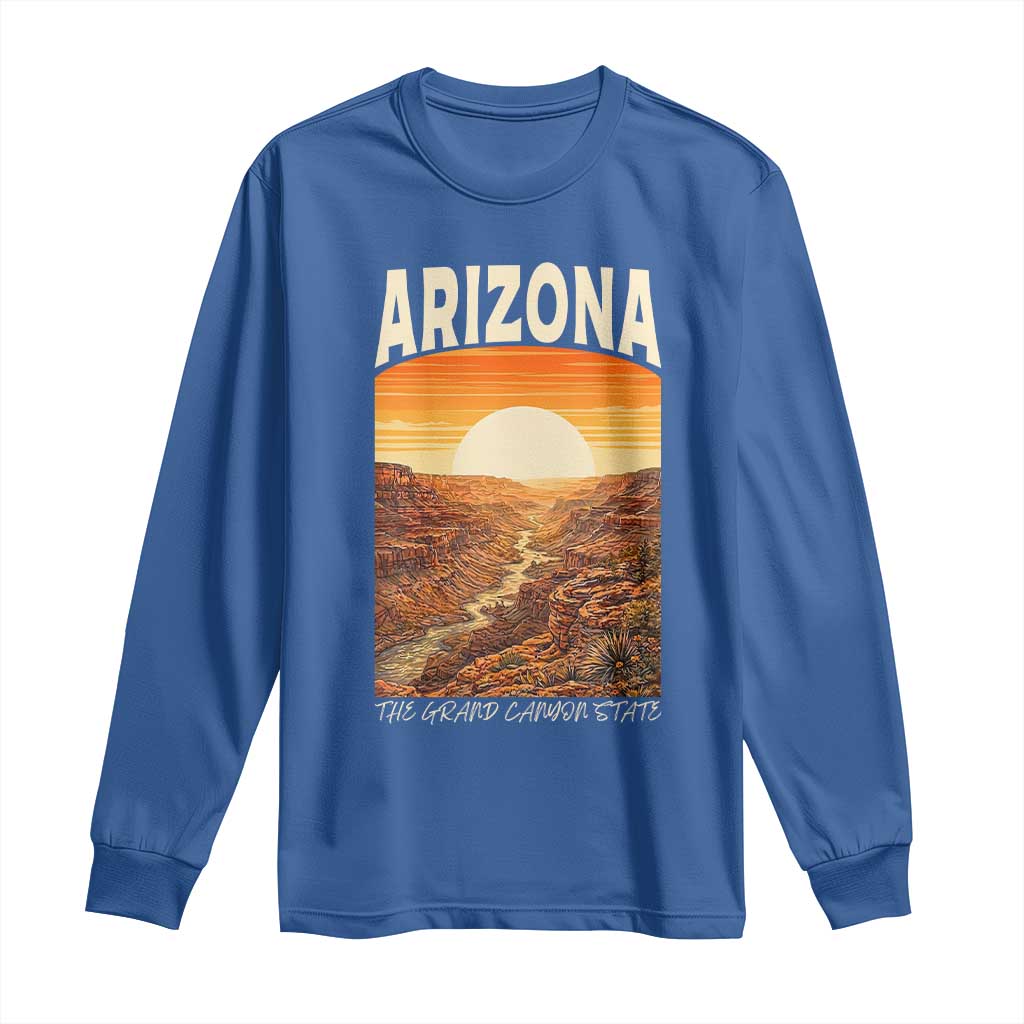 Arizona Souvenir Grand Canyon State Long Sleeve Shirt Saguaro Cactus Road Trip TS12 Royal Blue Print Your Wear