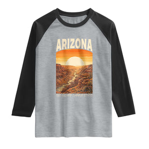 Arizona Souvenir Grand Canyon State Raglan Shirt Saguaro Cactus Road Trip TS12 Heather Gray Black Print Your Wear