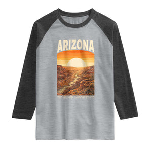 Arizona Souvenir Grand Canyon State Raglan Shirt Saguaro Cactus Road Trip TS12 Heather Gray Heather Charcoal Print Your Wear