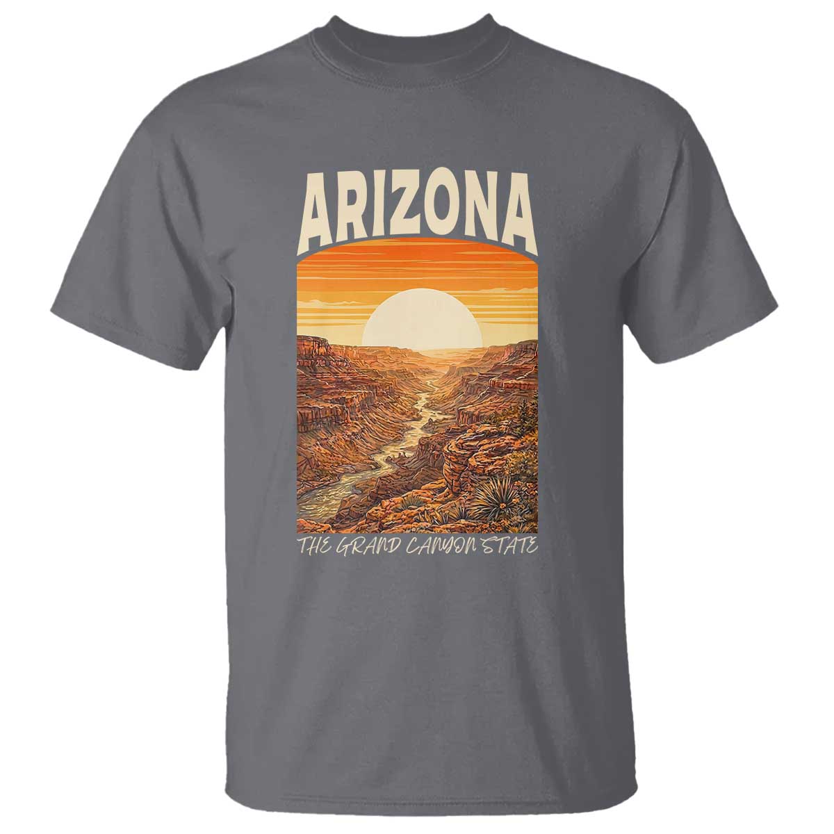 Arizona Souvenir Grand Canyon State T Shirt Saguaro Cactus Road Trip TS12 Charcoal Print Your Wear