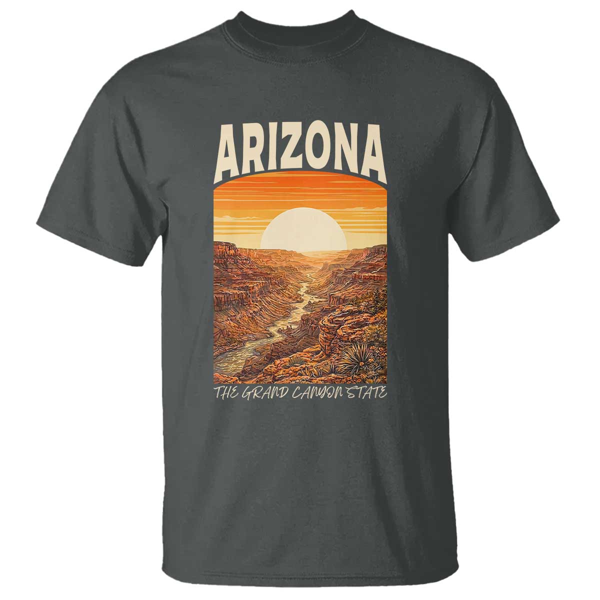 Arizona Souvenir Grand Canyon State T Shirt Saguaro Cactus Road Trip TS12 Dark Heather Print Your Wear