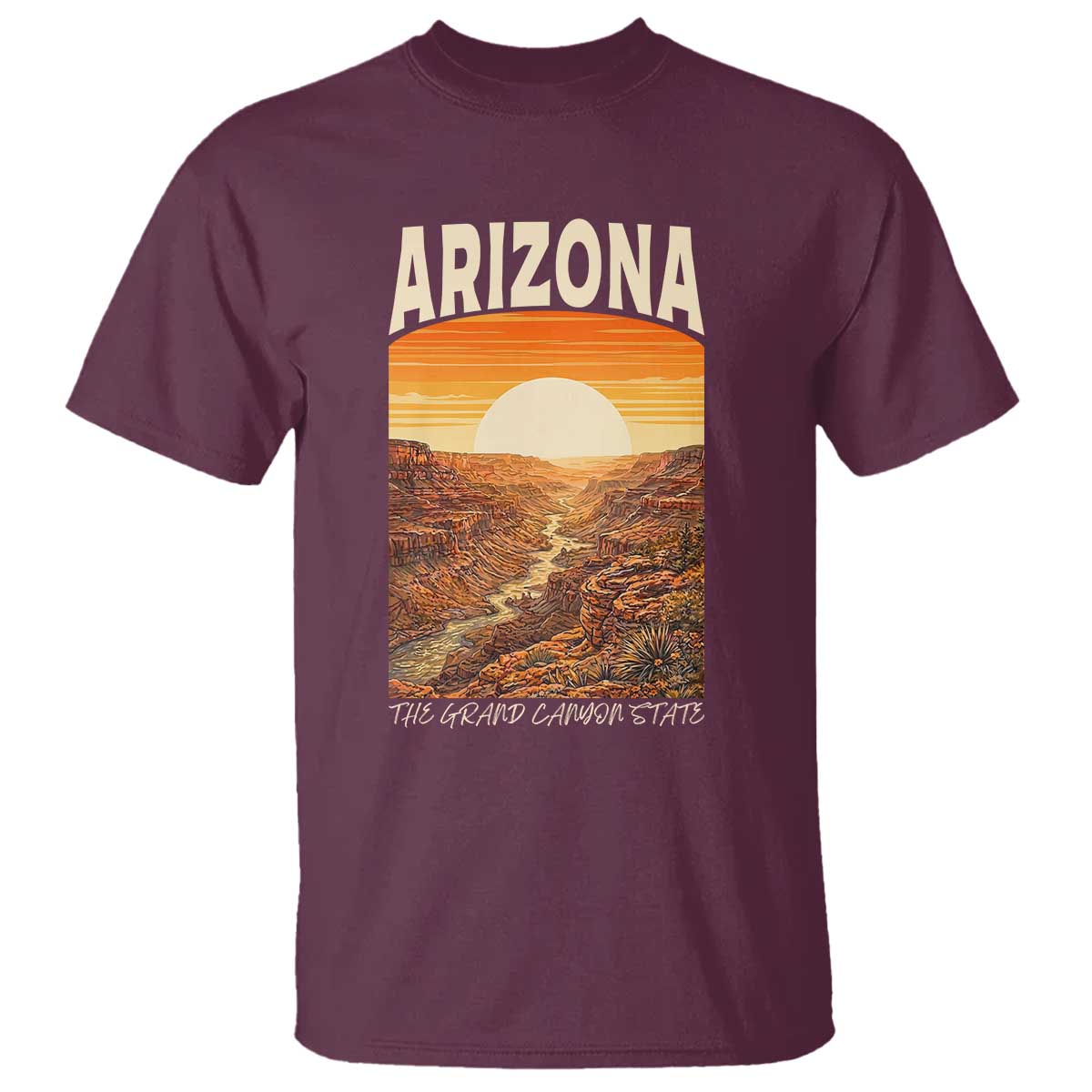 Arizona Souvenir Grand Canyon State T Shirt Saguaro Cactus Road Trip TS12 Maroon Print Your Wear