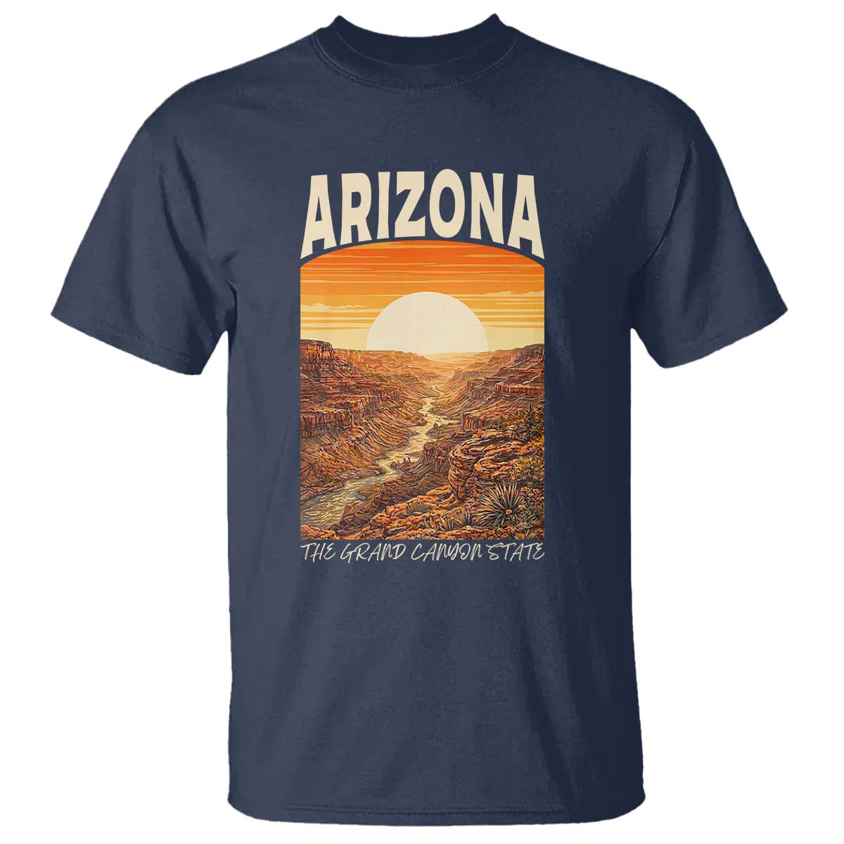 Arizona Souvenir Grand Canyon State T Shirt Saguaro Cactus Road Trip TS12 Navy Print Your Wear