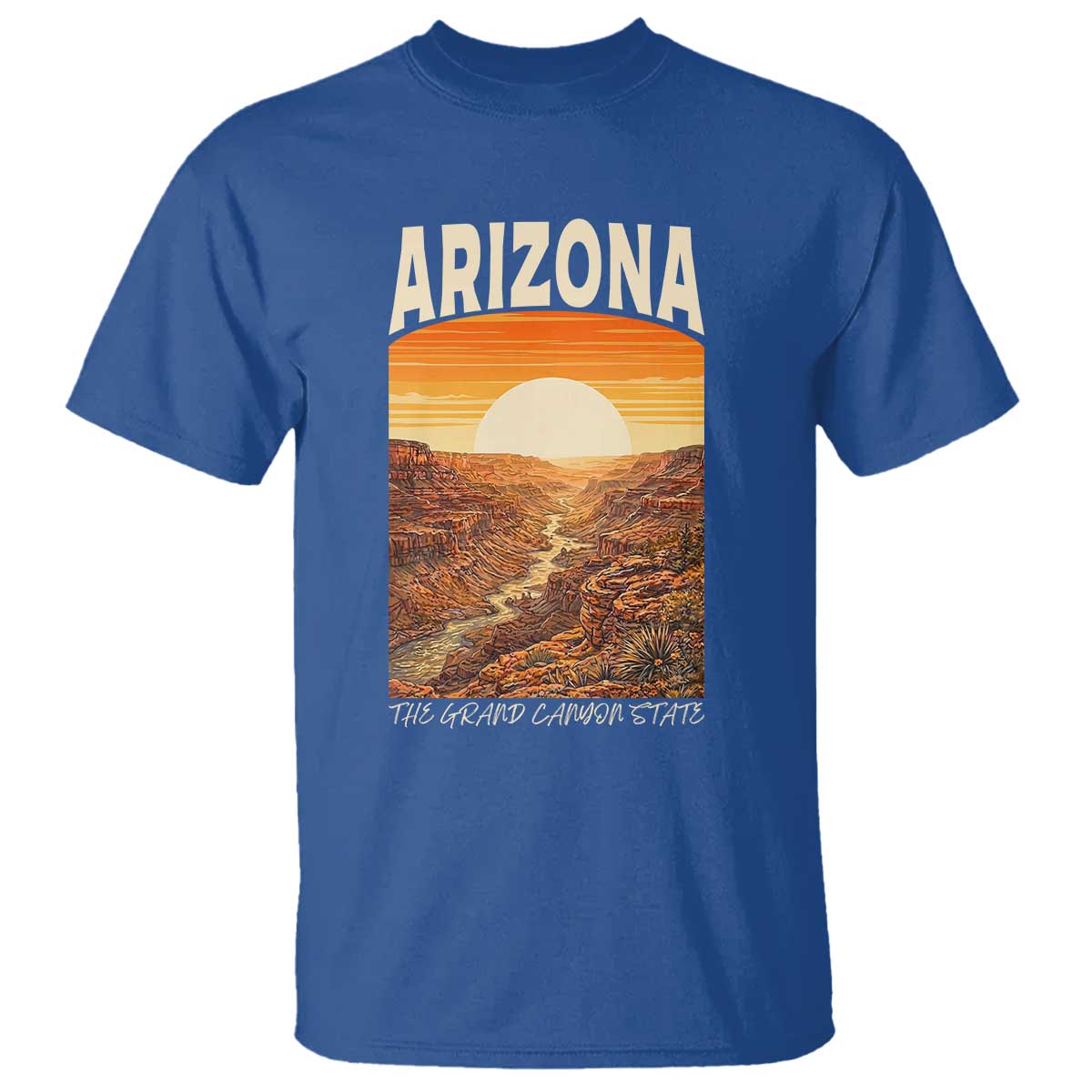 Arizona Souvenir Grand Canyon State T Shirt Saguaro Cactus Road Trip TS12 Royal Blue Print Your Wear