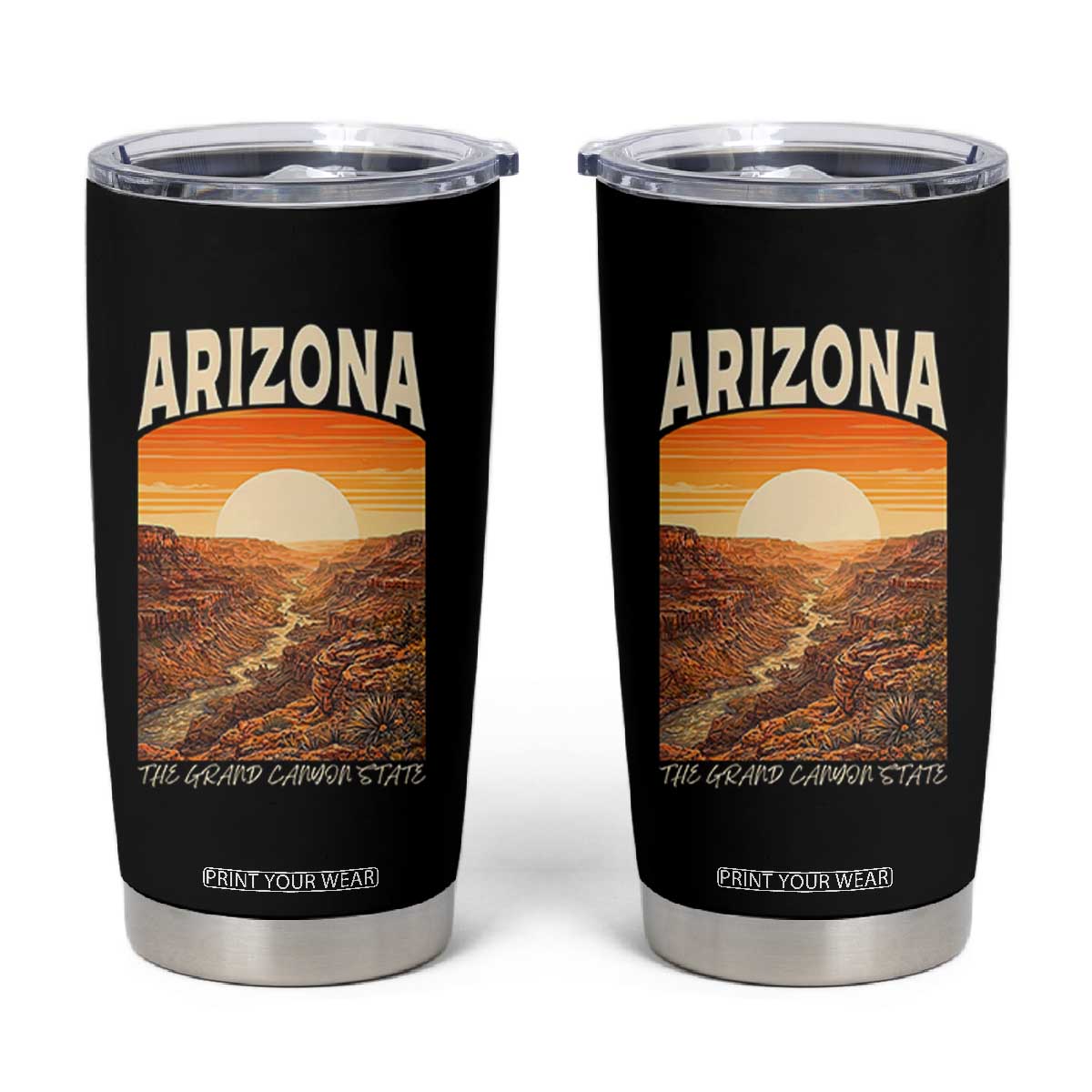 Arizona Souvenir Grand Canyon State Tumbler Cup Saguaro Cactus Road Trip TS12 Black Print Your Wear