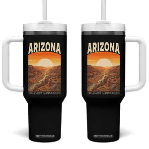 Arizona Souvenir Grand Canyon State Tumbler With Handle Saguaro Cactus Road Trip TS12 One Size: 40 oz Black Print Your Wear