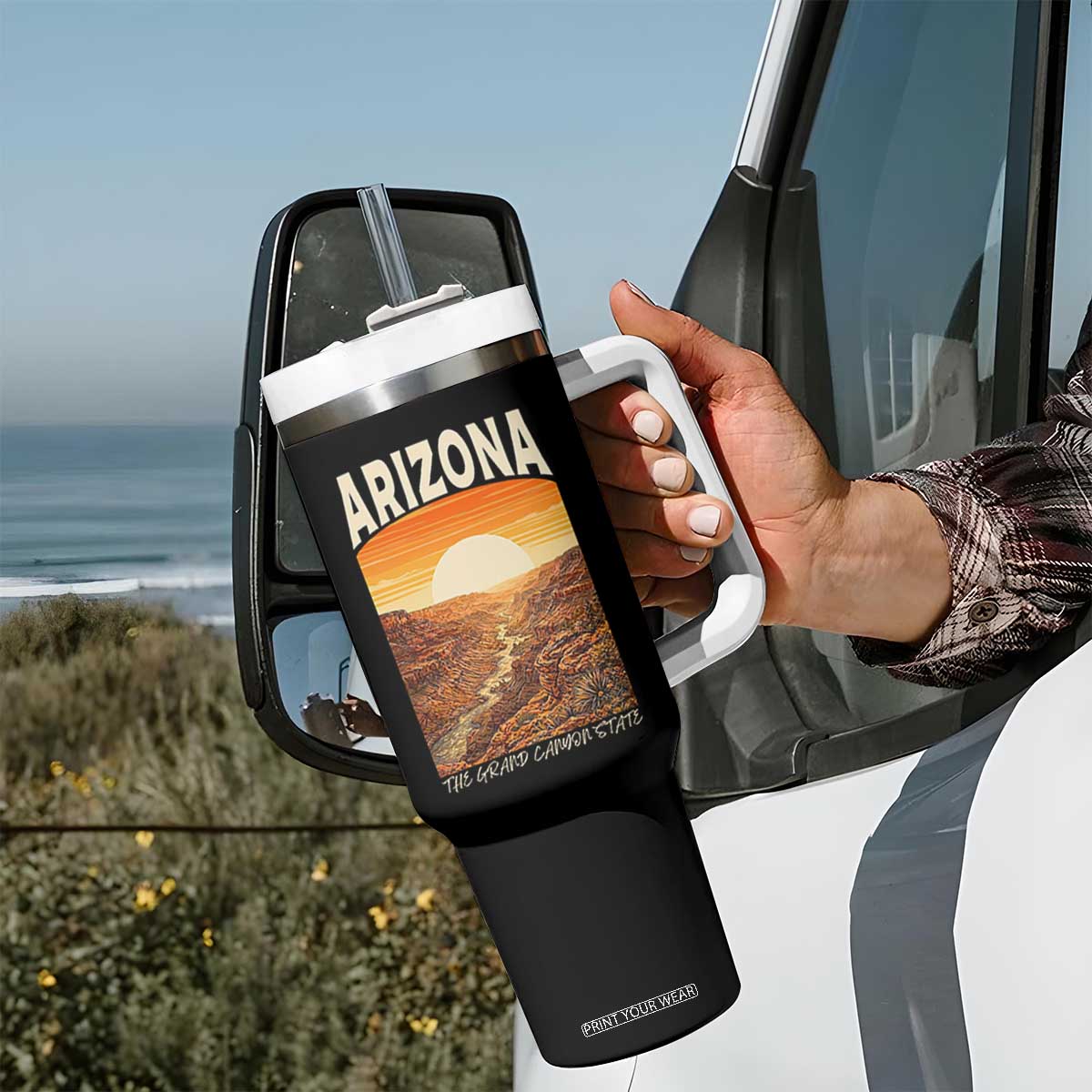 Arizona Souvenir Grand Canyon State Tumbler With Handle Saguaro Cactus Road Trip TS12 Print Your Wear