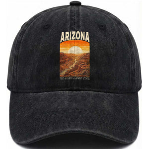 Arizona Souvenir Grand Canyon State Washed Cotton Baseball Cap Saguaro Cactus Road Trip TS12 Print Your Wear