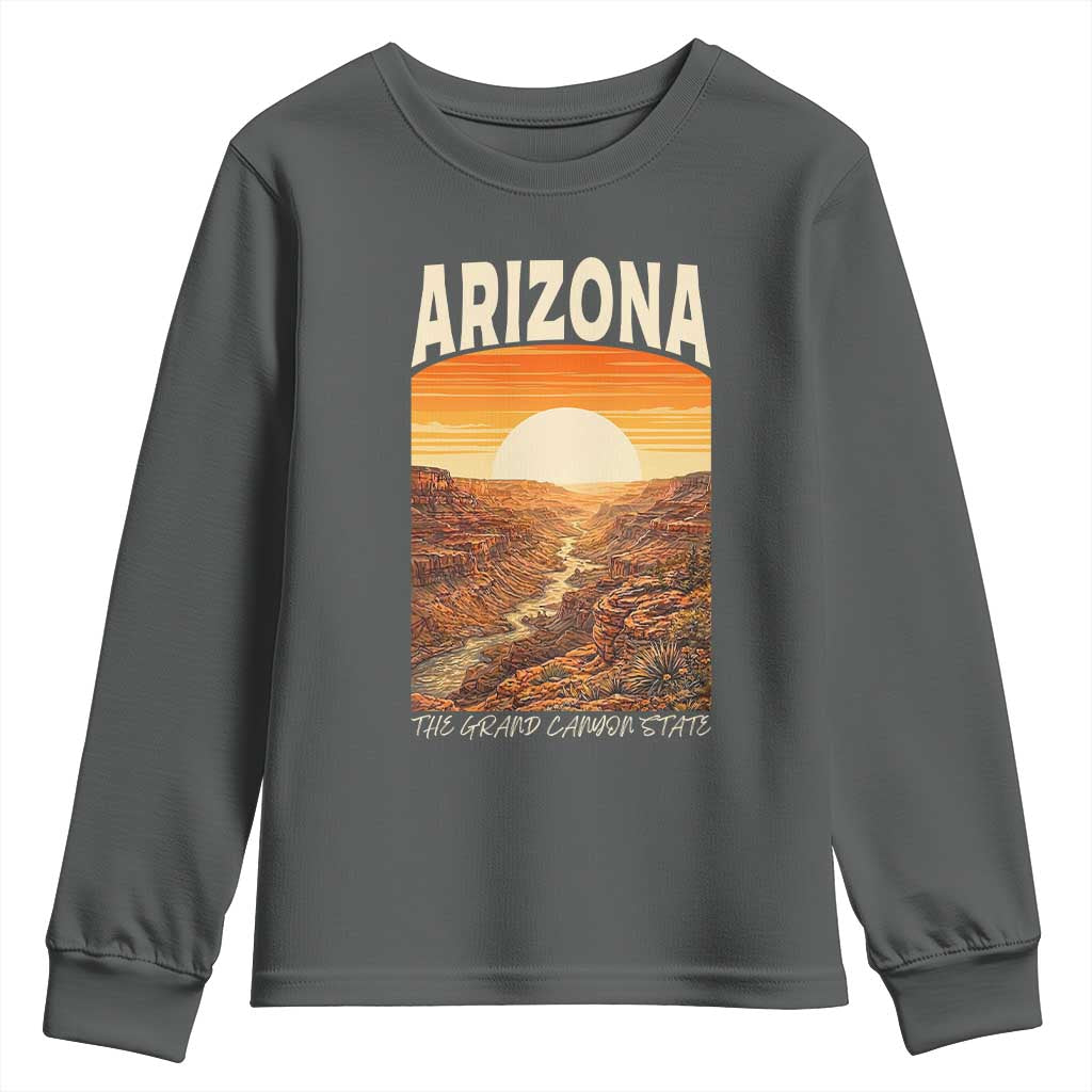 Arizona Souvenir Grand Canyon State Youth Sweatshirt Saguaro Cactus Road Trip TS12 Dark Heather Print Your Wear