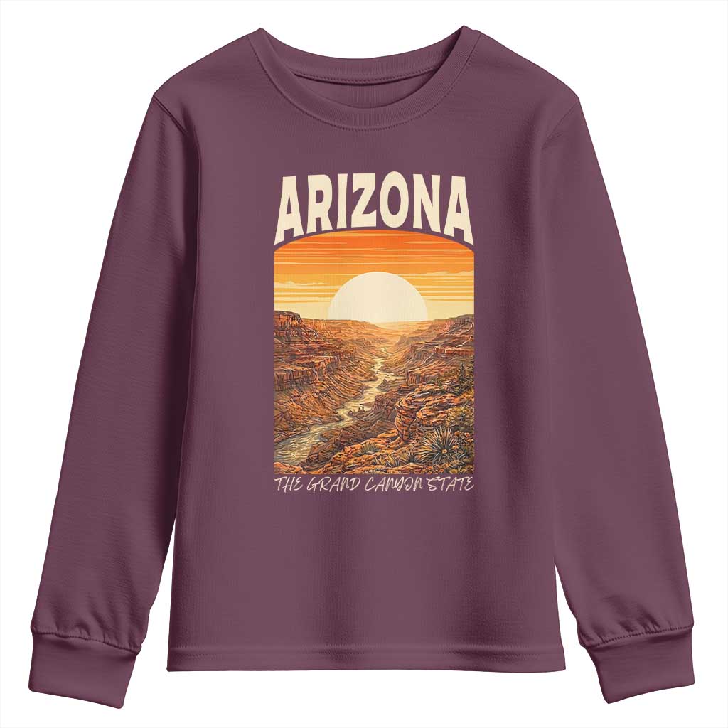 Arizona Souvenir Grand Canyon State Youth Sweatshirt Saguaro Cactus Road Trip TS12 Maroon Print Your Wear