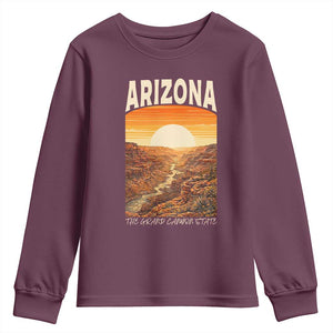 Arizona Souvenir Grand Canyon State Youth Sweatshirt Saguaro Cactus Road Trip TS12 Maroon Print Your Wear