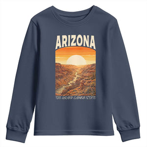 Arizona Souvenir Grand Canyon State Youth Sweatshirt Saguaro Cactus Road Trip TS12 Navy Print Your Wear