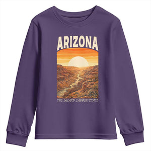 Arizona Souvenir Grand Canyon State Youth Sweatshirt Saguaro Cactus Road Trip TS12 Purple Print Your Wear