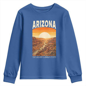 Arizona Souvenir Grand Canyon State Youth Sweatshirt Saguaro Cactus Road Trip TS12 Royal Blue Print Your Wear