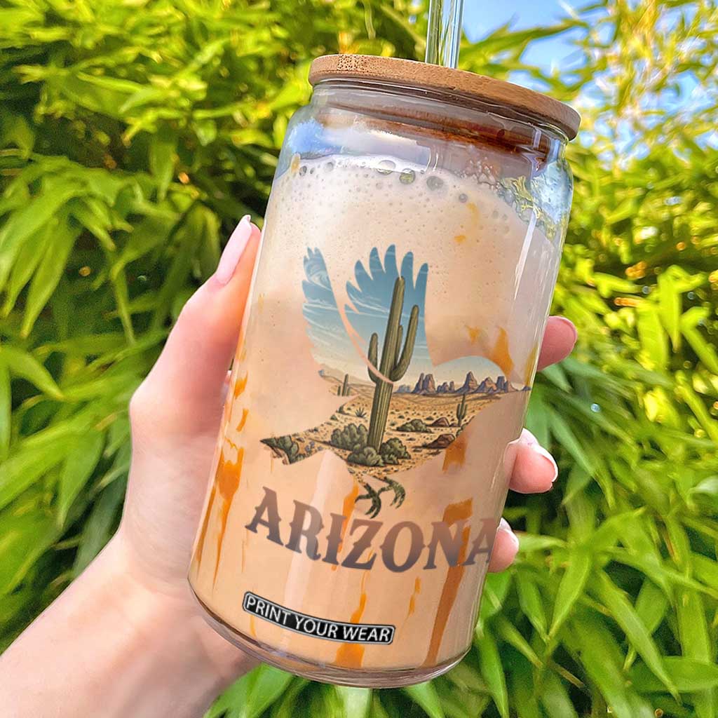Arizona Desert Wren Bird Glass Can Cactus Landscape Rustic Western TS12 White Print Your Wear