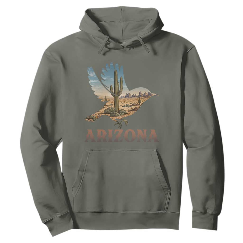 Arizona Desert Wren Bird Hoodie Cactus Landscape Rustic Western TS12 Military Green Print Your Wear