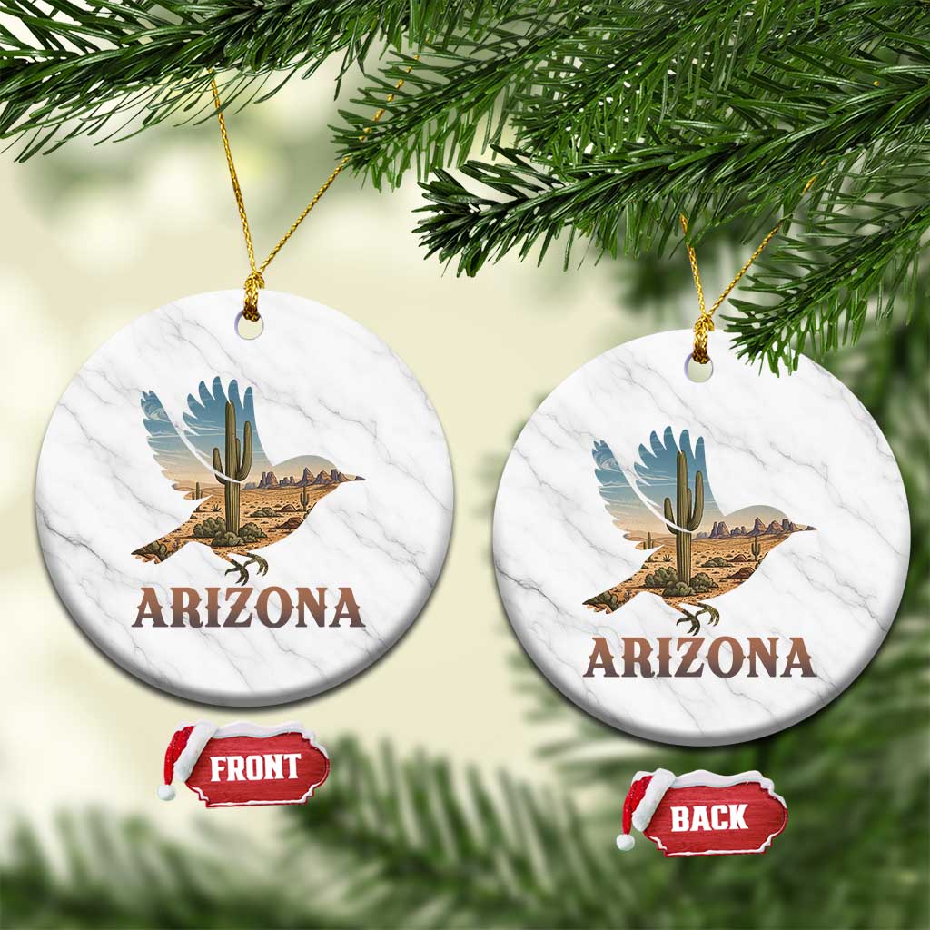 Arizona Desert Wren Bird Ceramic Ornament Cactus Landscape Rustic Western TS12 1pc White Marble Print Your Wear
