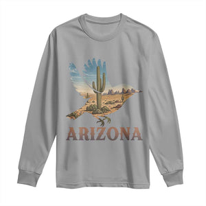 Arizona Desert Wren Bird Long Sleeve Shirt Cactus Landscape Rustic Western TS12 Sport Gray Print Your Wear