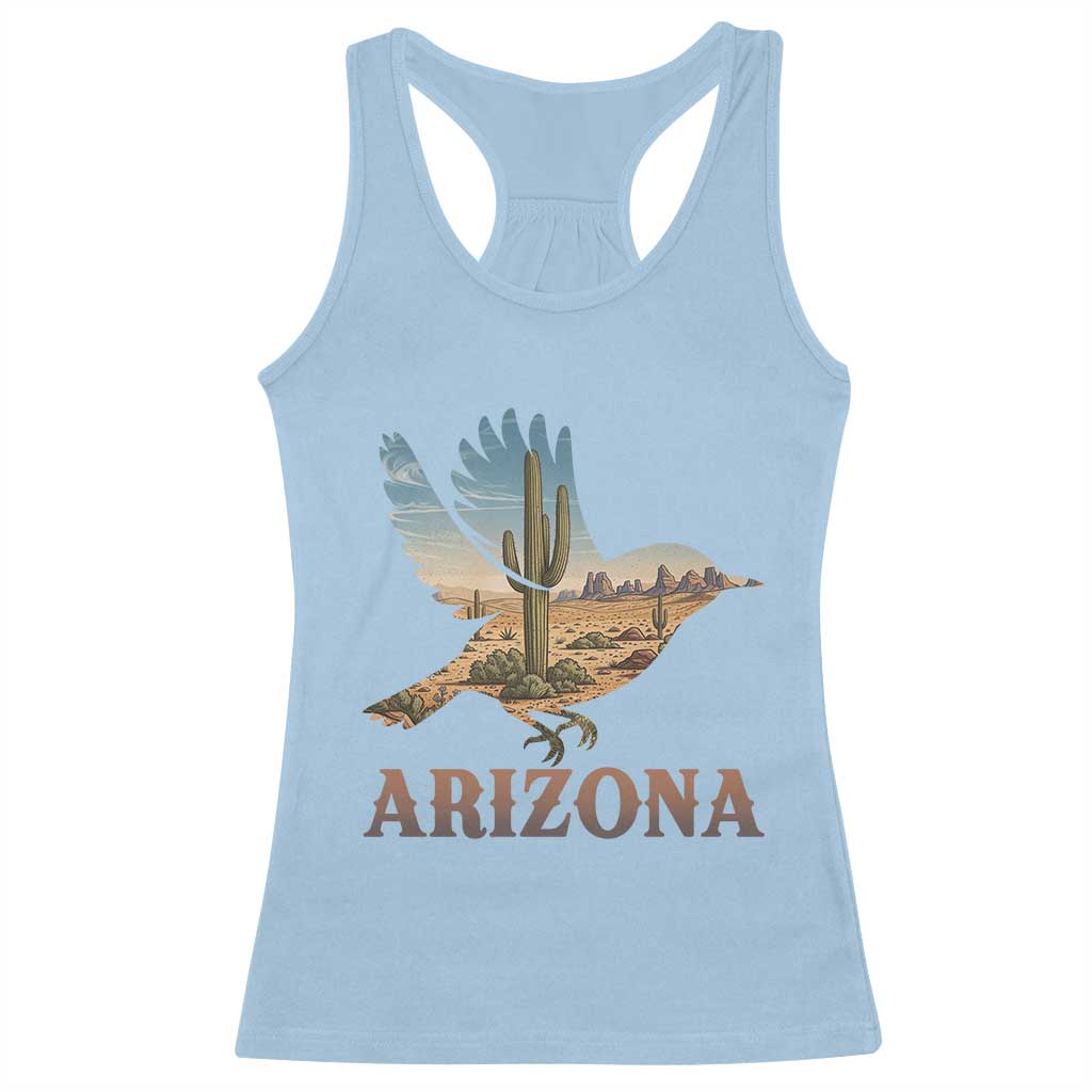 Arizona Desert Wren Bird Racerback Tank Top Cactus Landscape Rustic Western TS12 Light Blue Print Your Wear