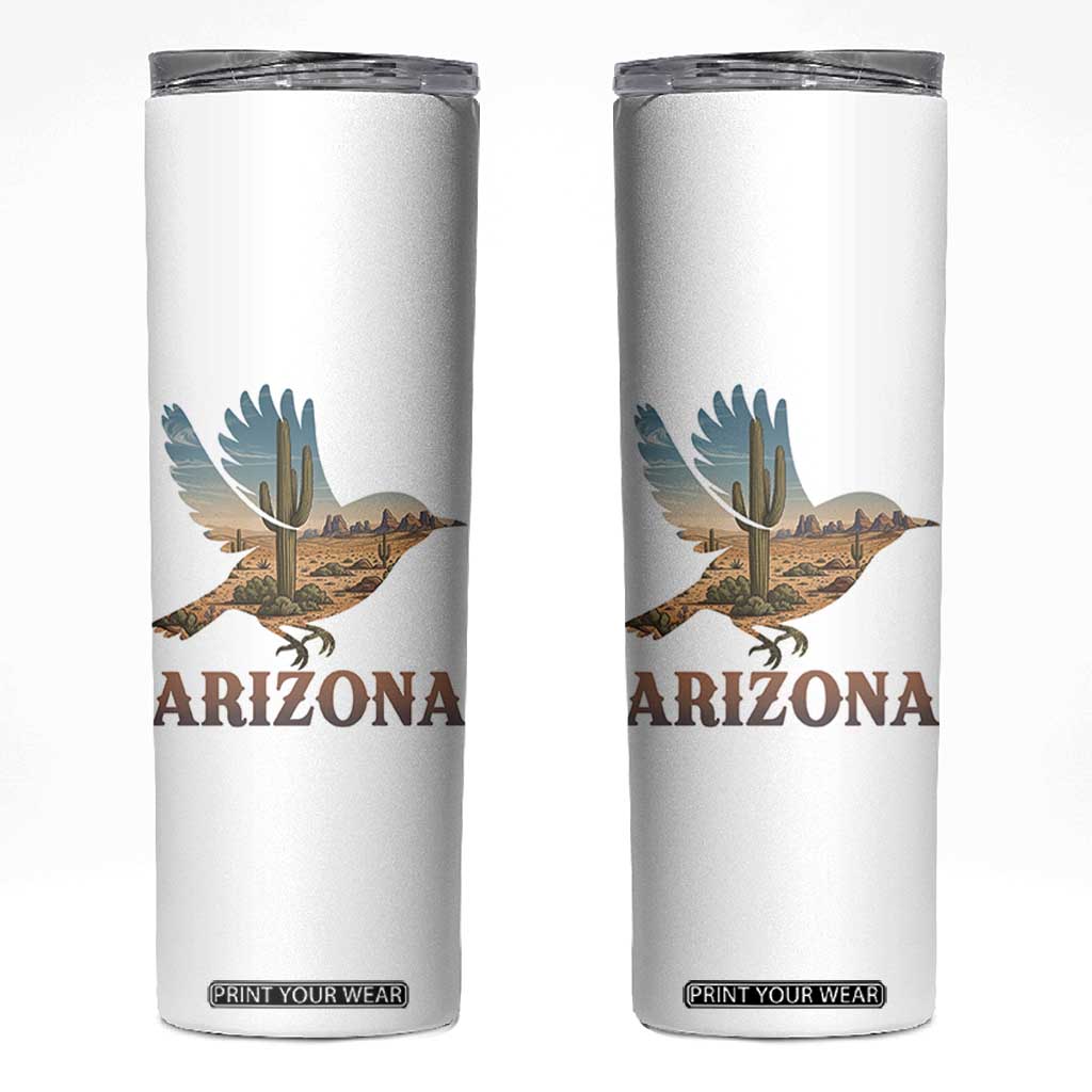 Arizona Desert Wren Bird Skinny Tumbler Cactus Landscape Rustic Western TS12 White Print Your Wear