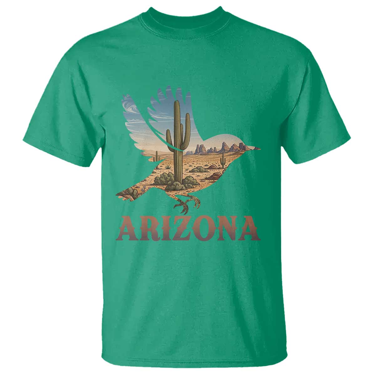 Arizona Desert Wren Bird T Shirt Cactus Landscape Rustic Western TS12 Irish Green Print Your Wear