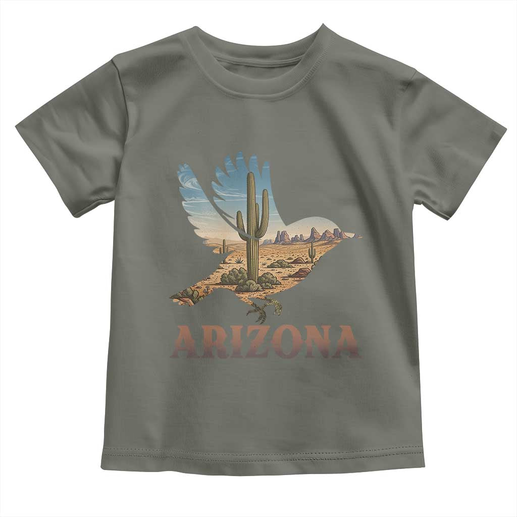 Arizona Desert Wren Bird Toddler T Shirt Cactus Landscape Rustic Western TS12 Military Green Print Your Wear