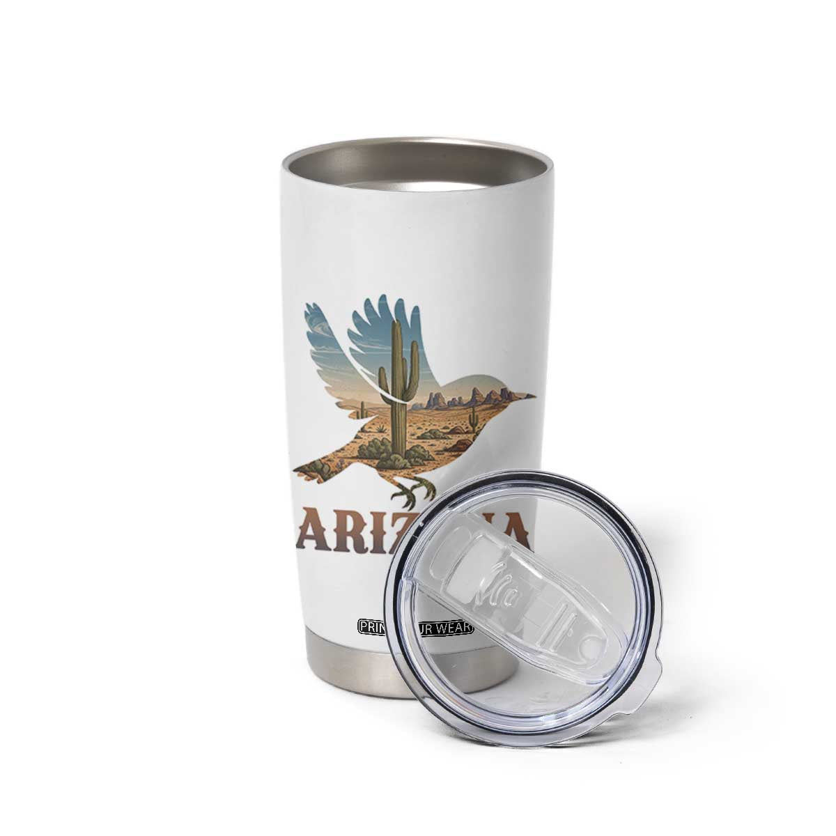 Arizona Desert Wren Bird Tumbler Cup Cactus Landscape Rustic Western TS12 Print Your Wear