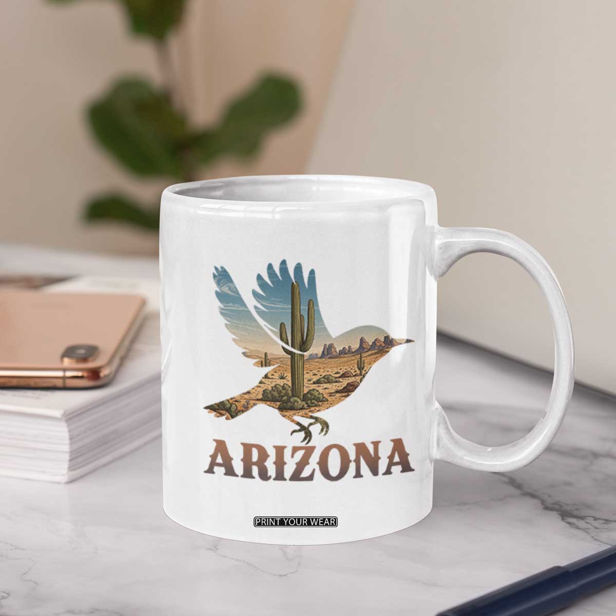 Arizona Desert Wren Bird Coffee Mug Cactus Landscape Rustic Western TS12 Print Your Wear