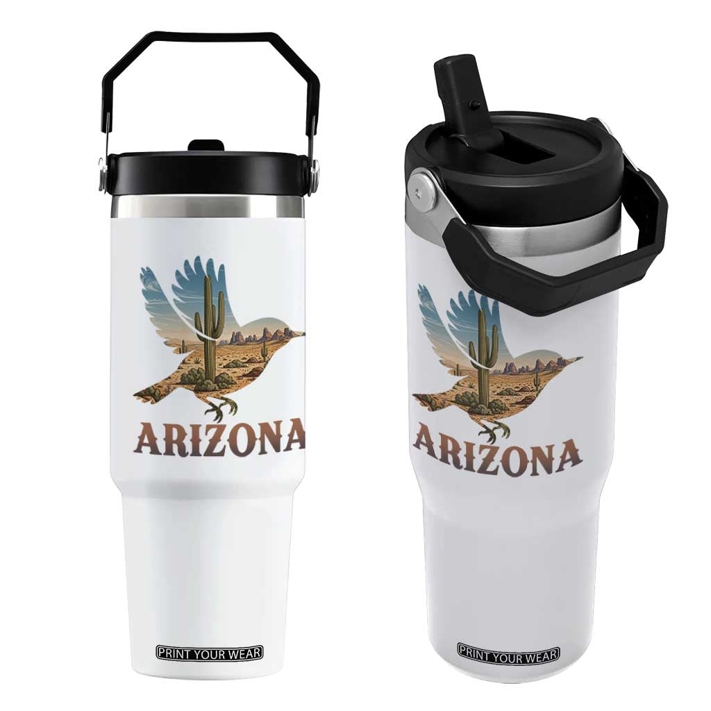 Arizona Desert Wren Bird Flip Straw Tumbler Cactus Landscape Rustic Western TS12 One Size: 30 oz White Print Your Wear