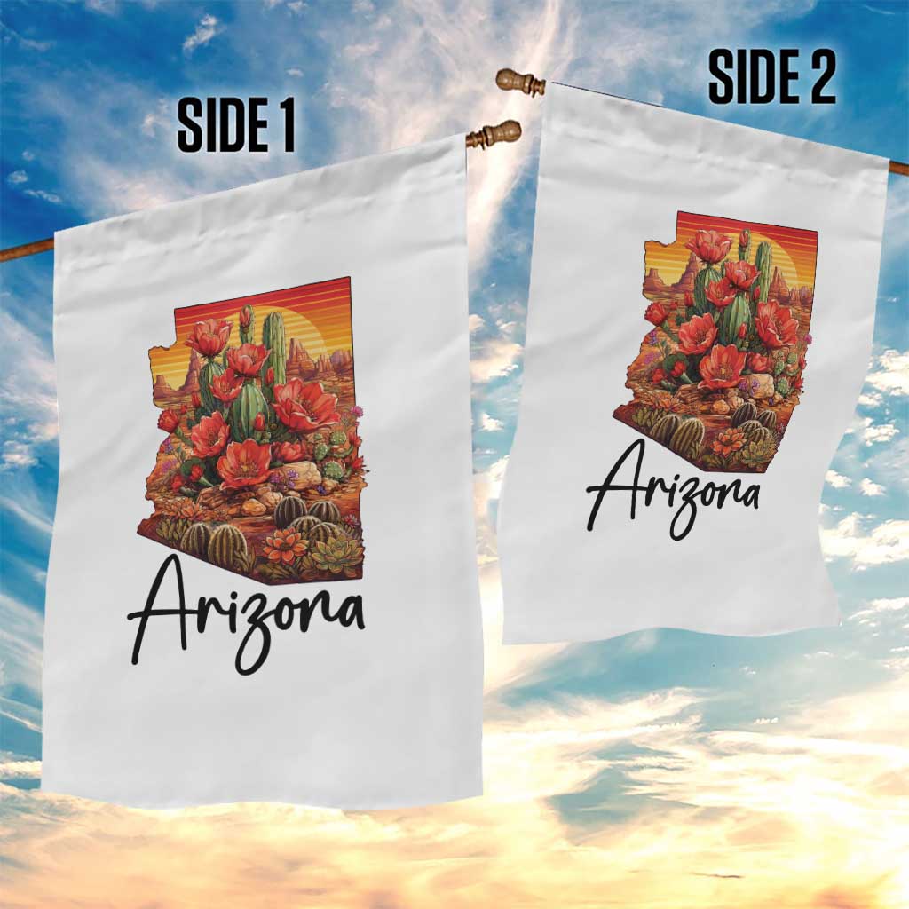 Arizona Map Blooming Cactus Flowers Gift Garden Flag TS12 Print Your Wear