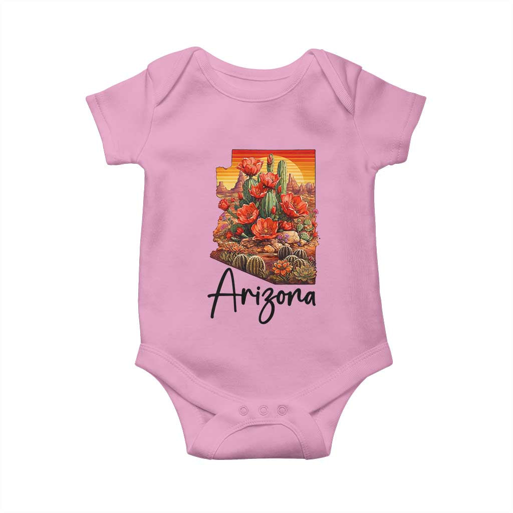 Arizona Map Blooming Cactus Flowers Gift Baby Onesie TS12 Light Pink Print Your Wear