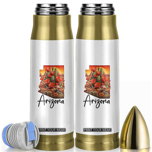 Arizona Map Blooming Cactus Flowers Gift Bullet Tumbler TS12 White Print Your Wear