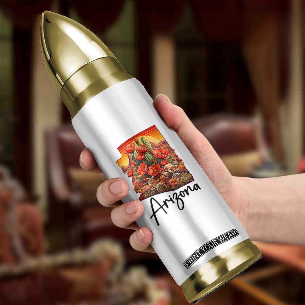 Arizona Map Blooming Cactus Flowers Gift Bullet Tumbler TS12 Print Your Wear