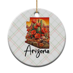 Arizona Map Blooming Cactus Flowers Gift Ceramic Ornament TS12 1pc Christmas Plaid Print Your Wear