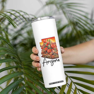 Arizona Map Blooming Cactus Flowers Gift Skinny Tumbler TS12 Print Your Wear