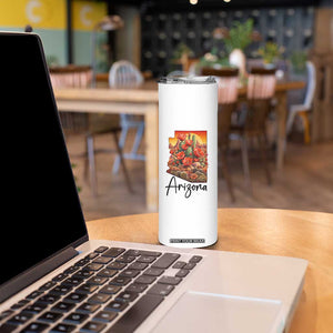 Arizona Map Blooming Cactus Flowers Gift Skinny Tumbler TS12 Print Your Wear