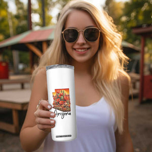 Arizona Map Blooming Cactus Flowers Gift Skinny Tumbler TS12 Print Your Wear