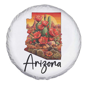 Arizona Map Blooming Cactus Flowers Gift Spare Tire Cover TS12 Print Your Wear