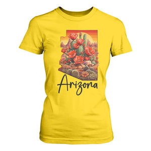 Arizona Map Blooming Cactus Flowers Gift T Shirt For Women TS12 Daisy Print Your Wear