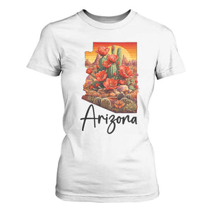 Arizona Map Blooming Cactus Flowers Gift T Shirt For Women TS12 White Print Your Wear