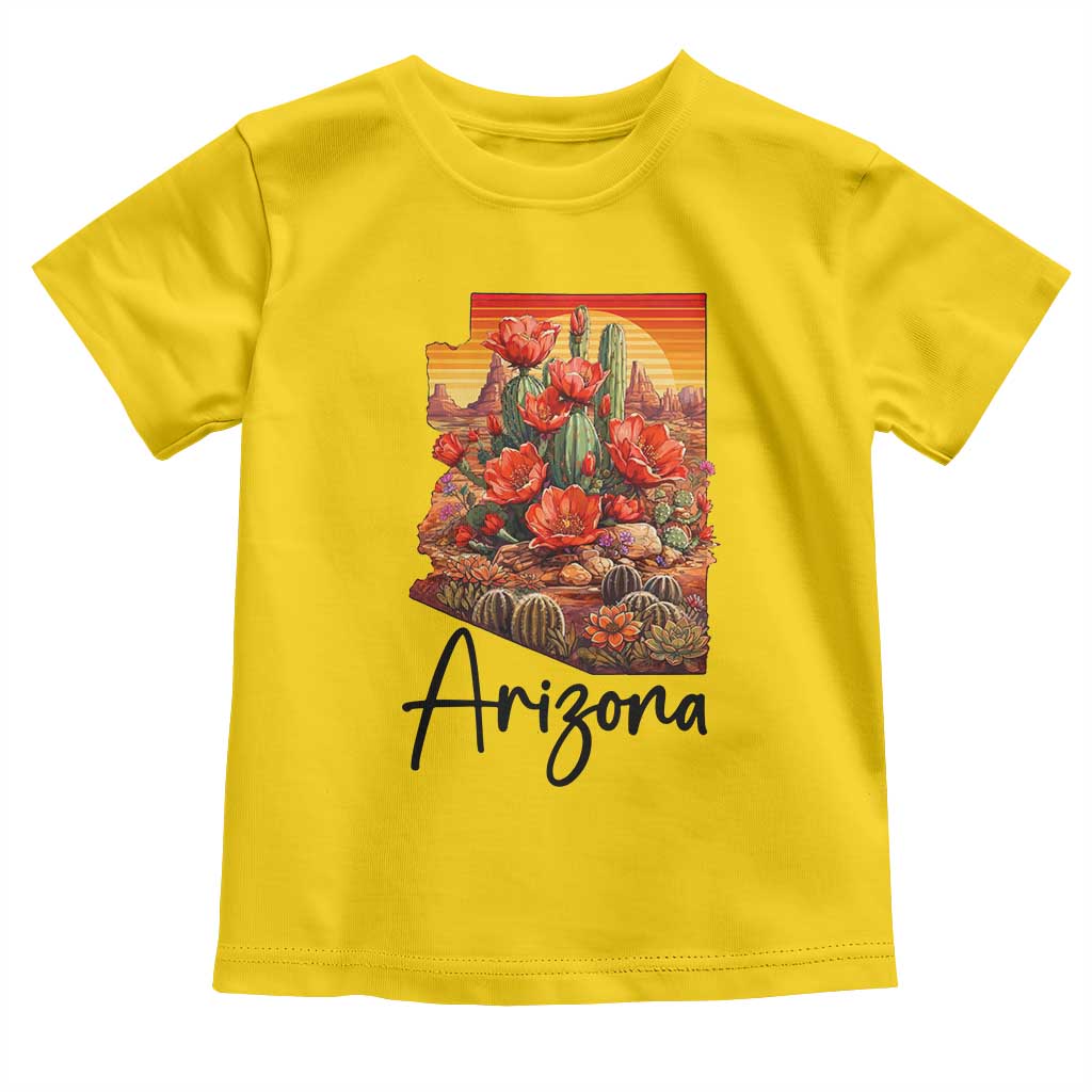 Arizona Map Blooming Cactus Flowers Gift Toddler T Shirt TS12 Daisy Print Your Wear