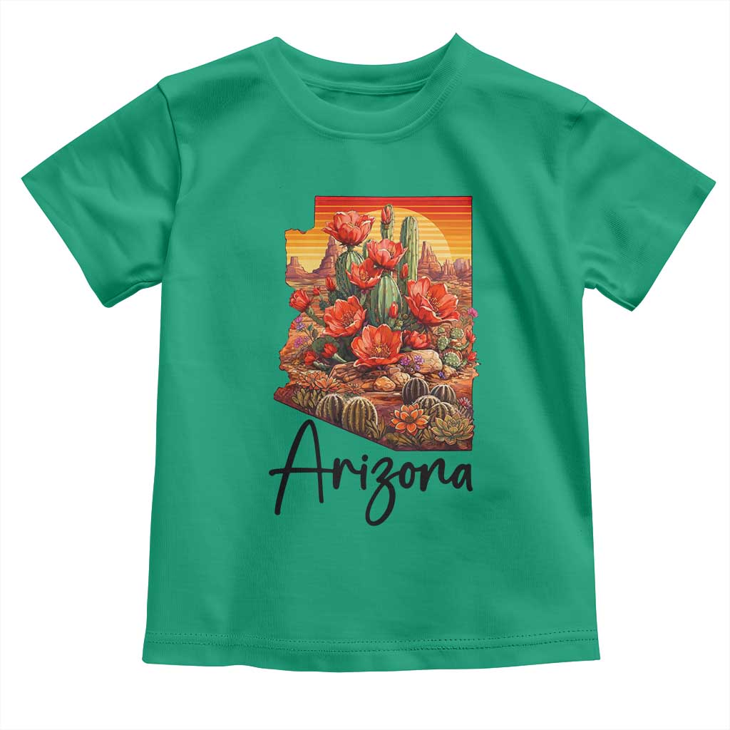 Arizona Map Blooming Cactus Flowers Gift Toddler T Shirt TS12 Irish Green Print Your Wear